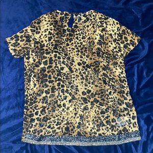 🌟🌟🌟Leopard Print Sheer Blouse with Beaded detail